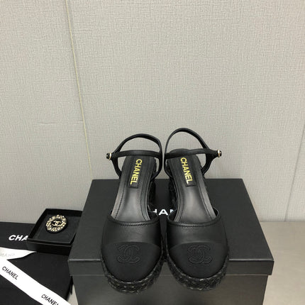 MARY JANE WEDGE BLACK LAMBSKIN
