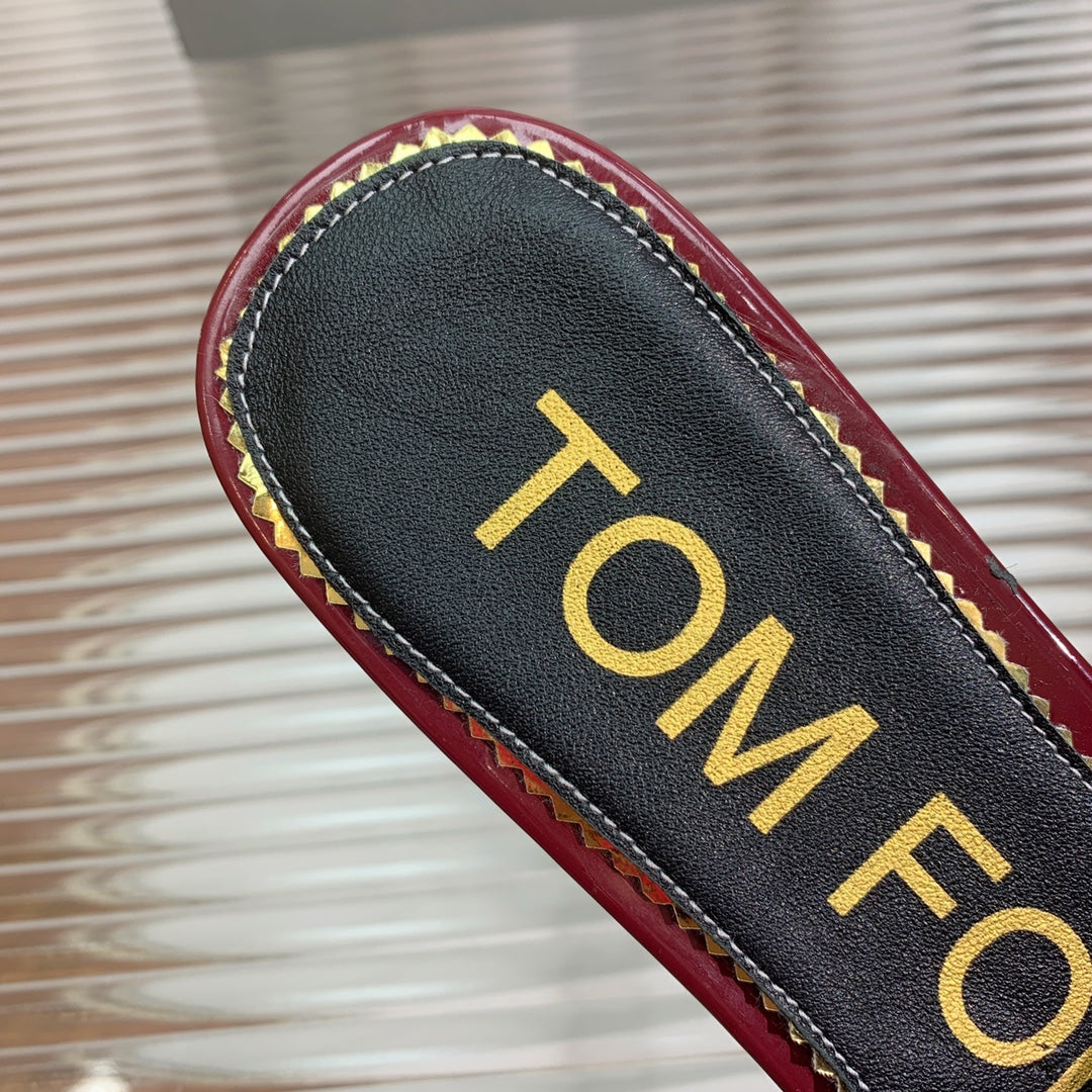 FLAT SLIDE IN WINE RED METALLIC CALFSKIN
