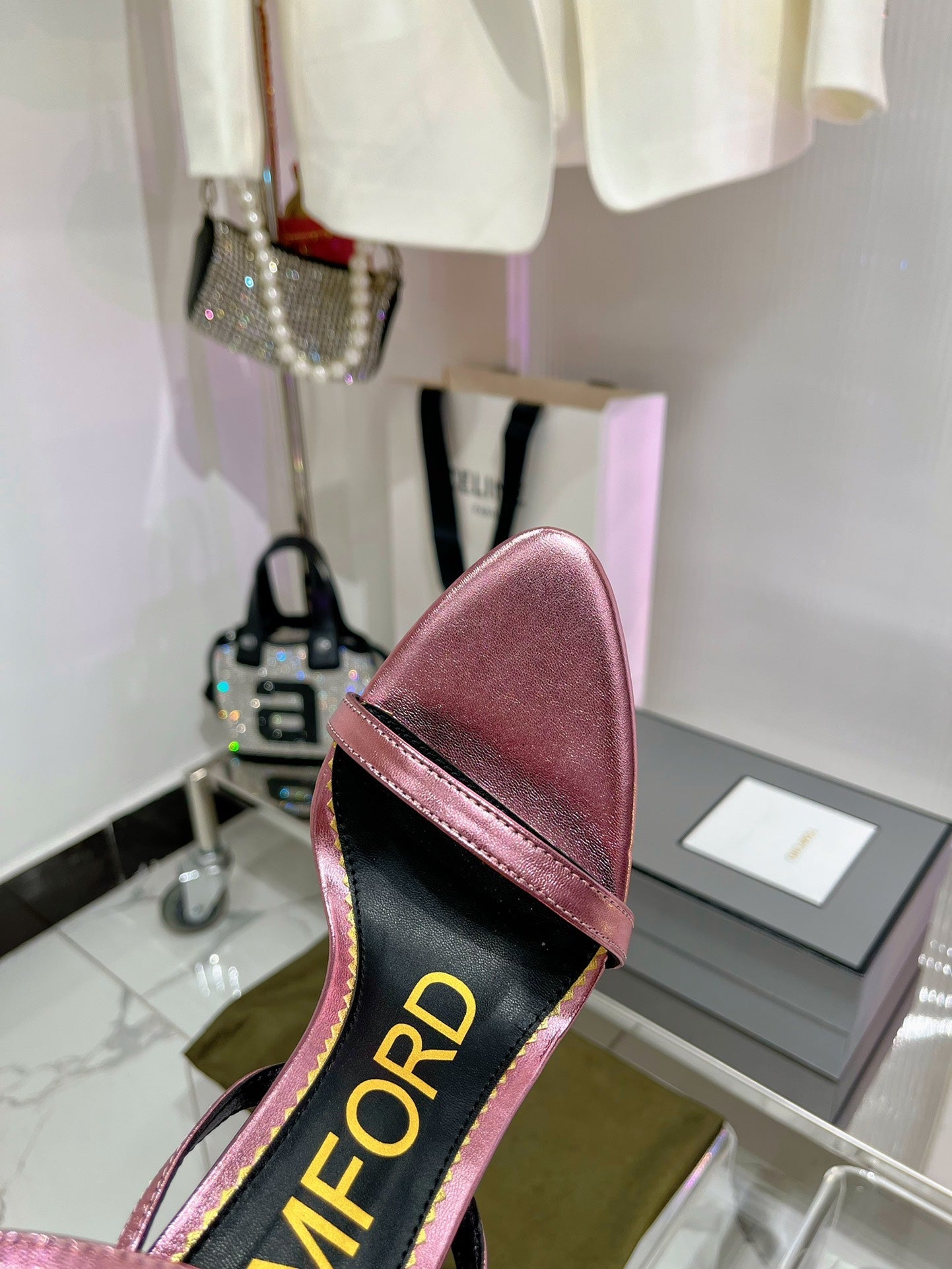 PADLOCK HIGH HEEL 10 CM SANDAL IN CREPE PINK SHEEPSKIN