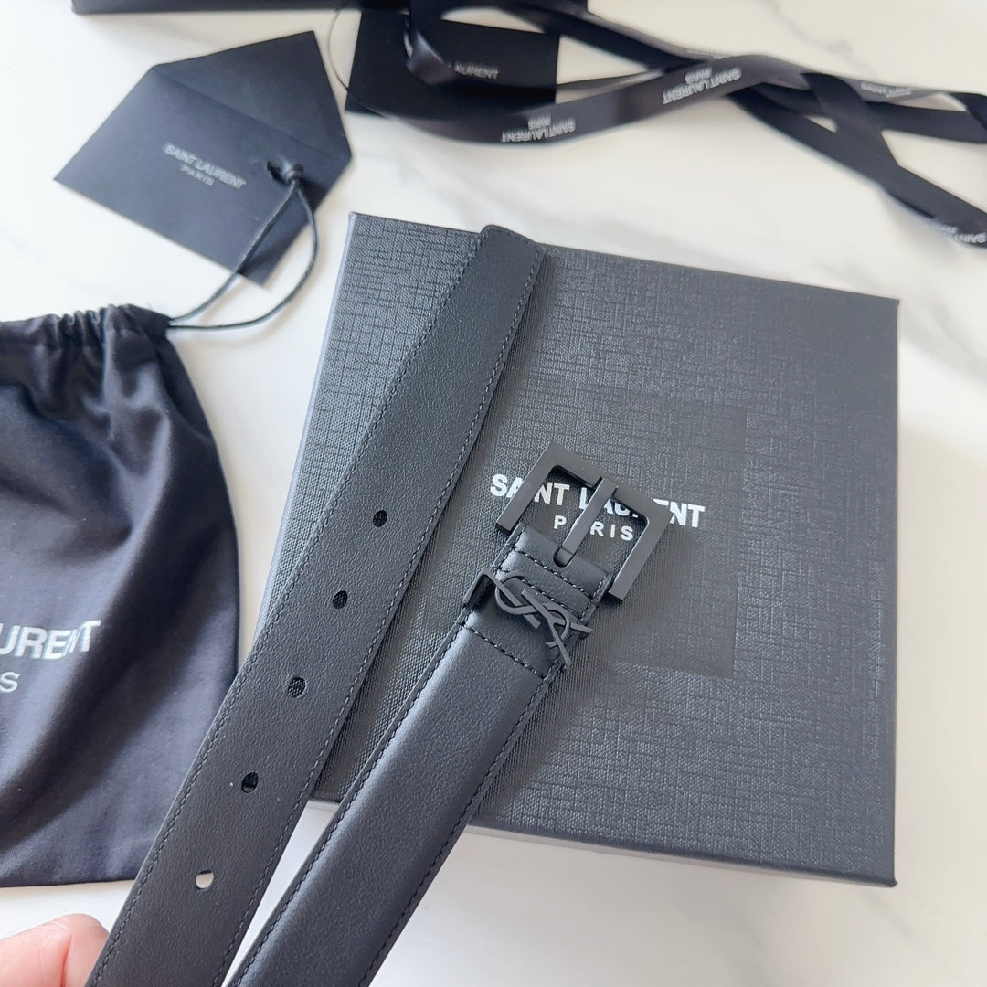 YSL 25S BELT 30 MM IN BLACK CALFSKIN 540221