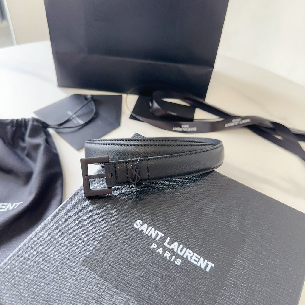 YSL 25S BELT 20 MM IN BLACK CALFSKIN 540224