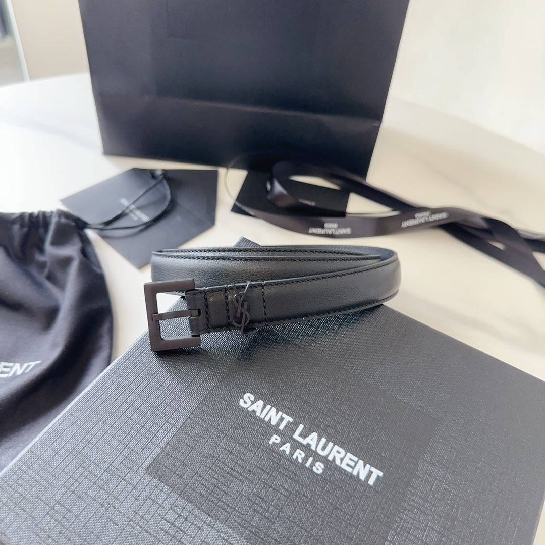 YSL 25S BELT 20 MM IN BLACK CALFSKIN 540224