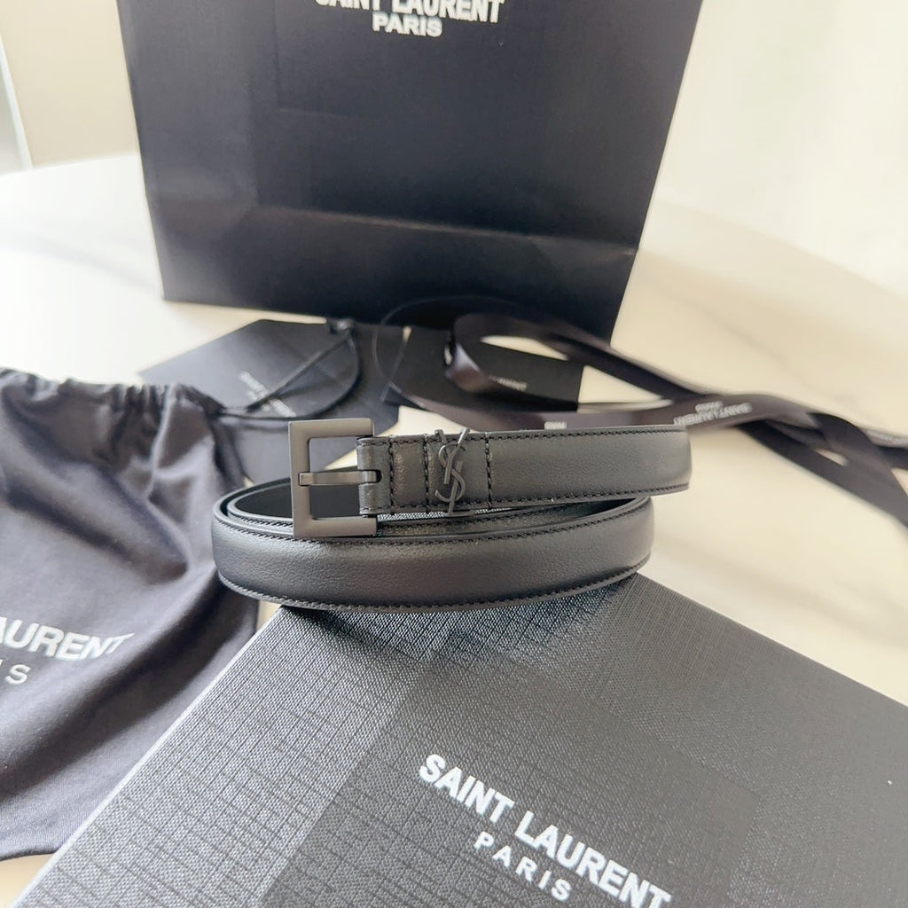YSL 25S BELT 20 MM IN BLACK CALFSKIN 540224