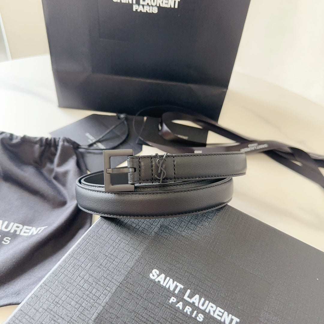 YSL 25S BELT 20 MM IN BLACK CALFSKIN 540224
