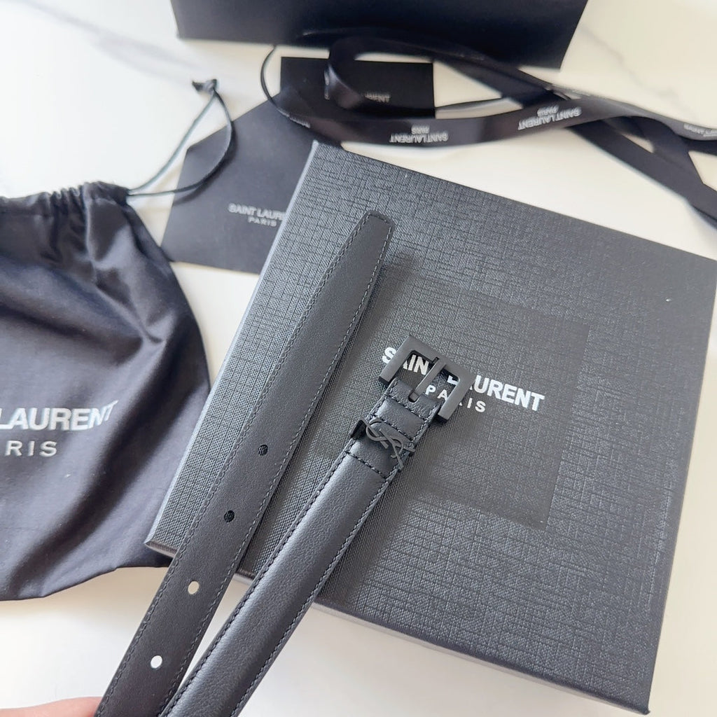 YSL 25S BELT 20 MM IN BLACK CALFSKIN 540224
