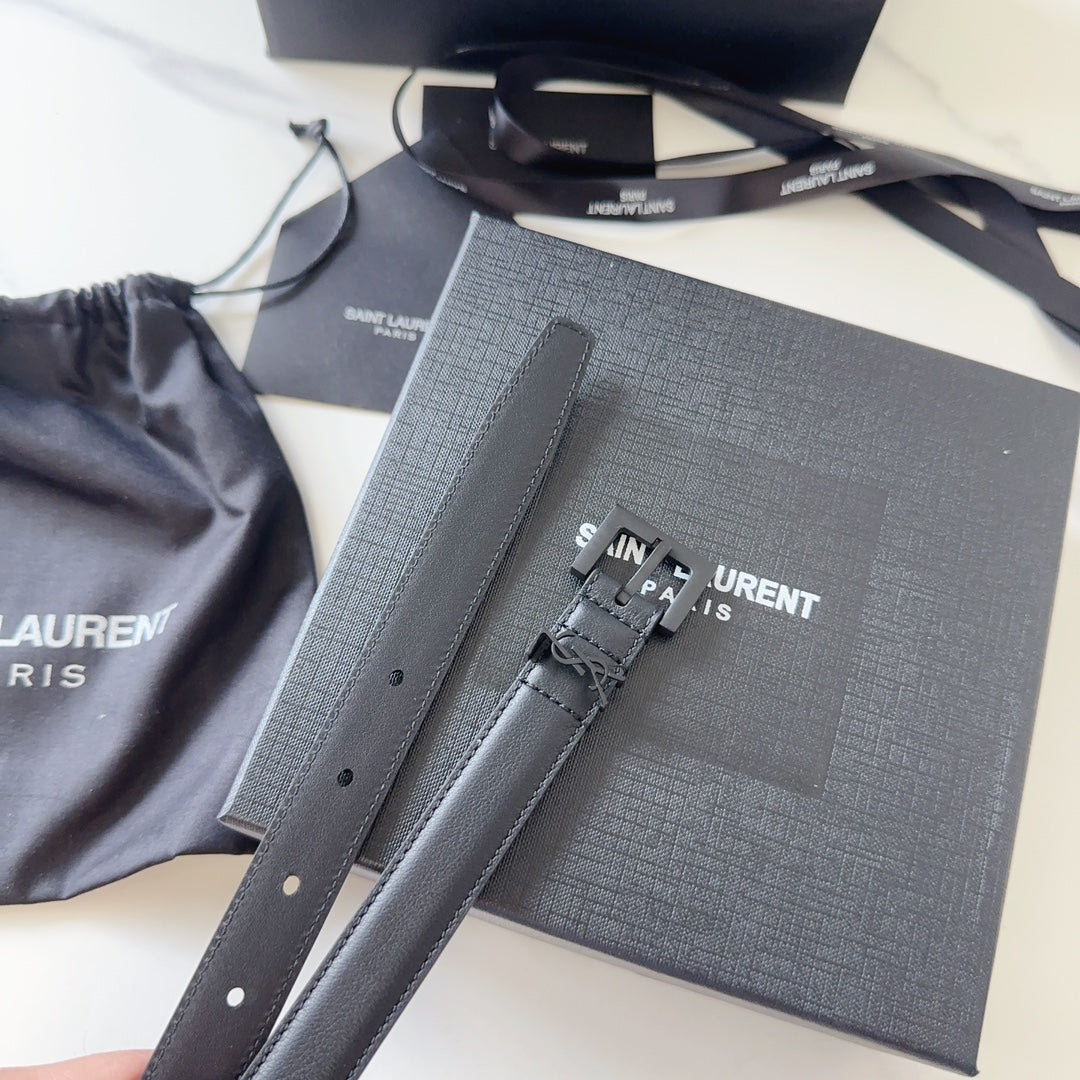 YSL 25S BELT 20 MM IN BLACK CALFSKIN 540224