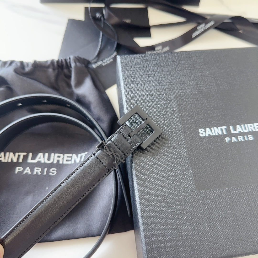 YSL 25S BELT 20 MM IN BLACK CALFSKIN 540224
