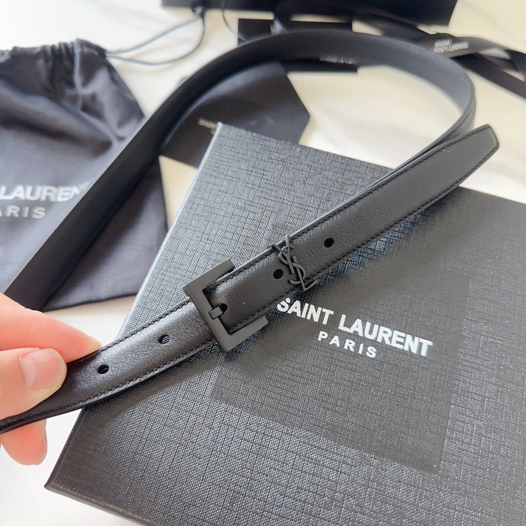 YSL 25S BELT 20 MM IN BLACK CALFSKIN 540224