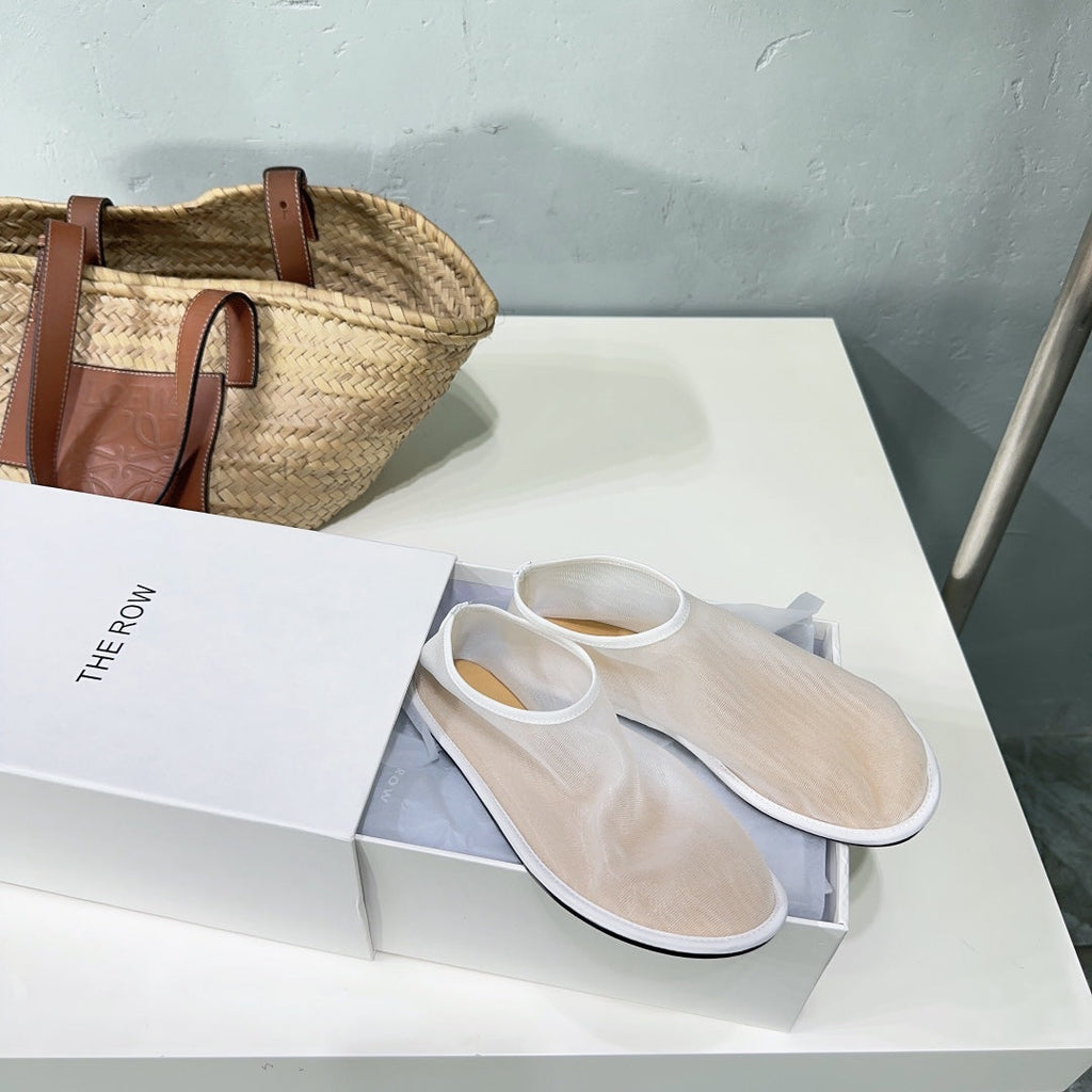 THE ROW 26S SOCK FLATS IN WHITE MESH