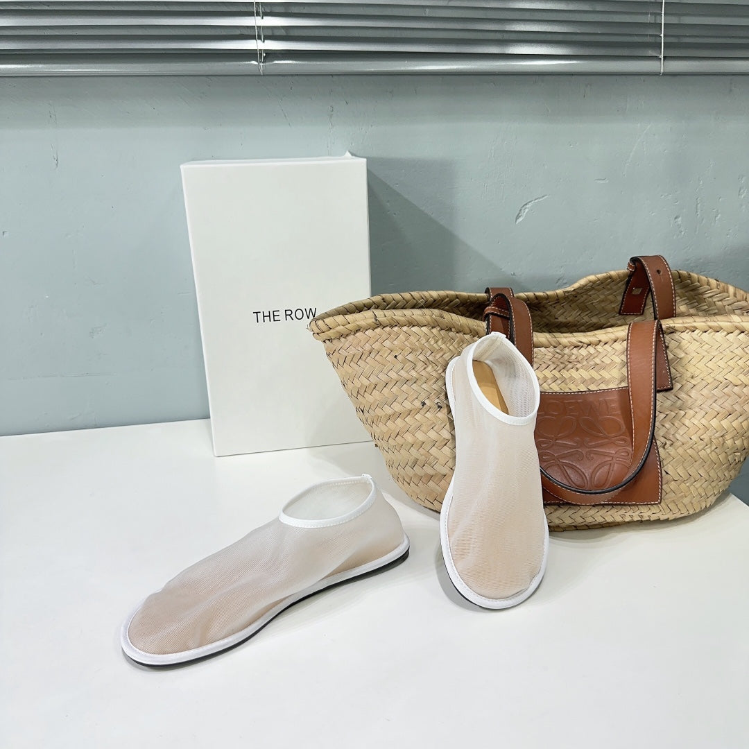 THE ROW 26S SOCK FLATS IN WHITE MESH