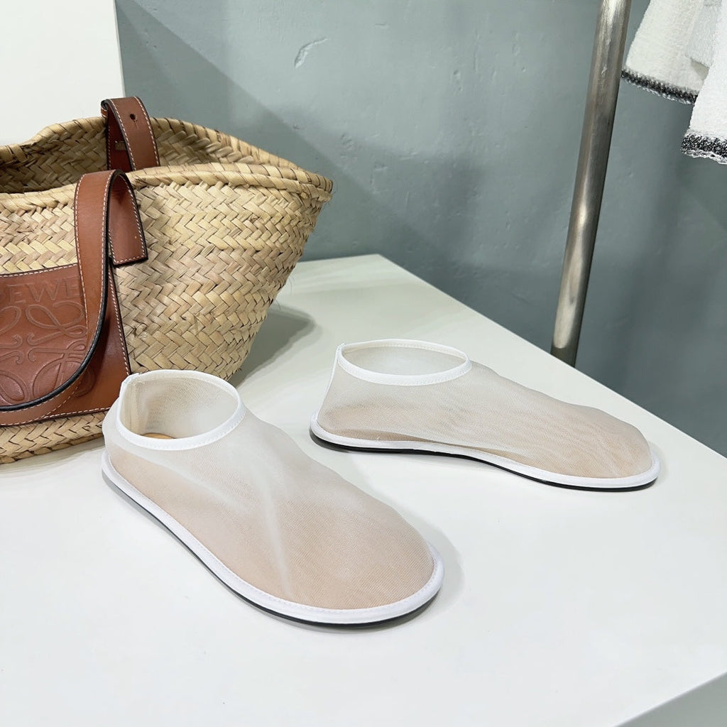 THE ROW 26S SOCK FLATS IN WHITE MESH