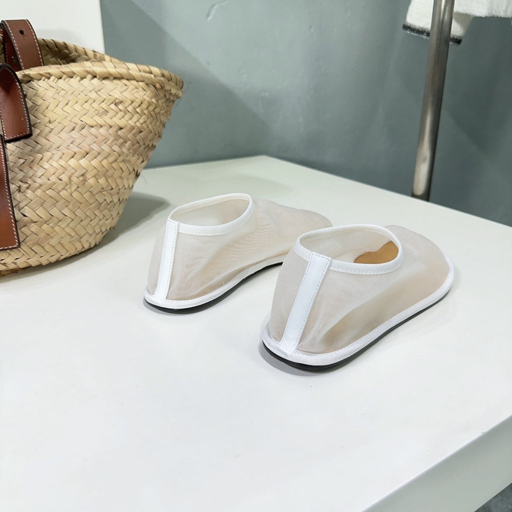 THE ROW 26S SOCK FLATS IN WHITE MESH