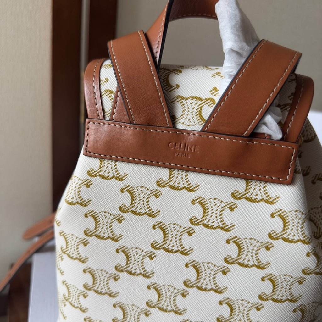 SMALL FOLCO BACKPACK 20 IN WHITE TRIOMPHE CANVAS