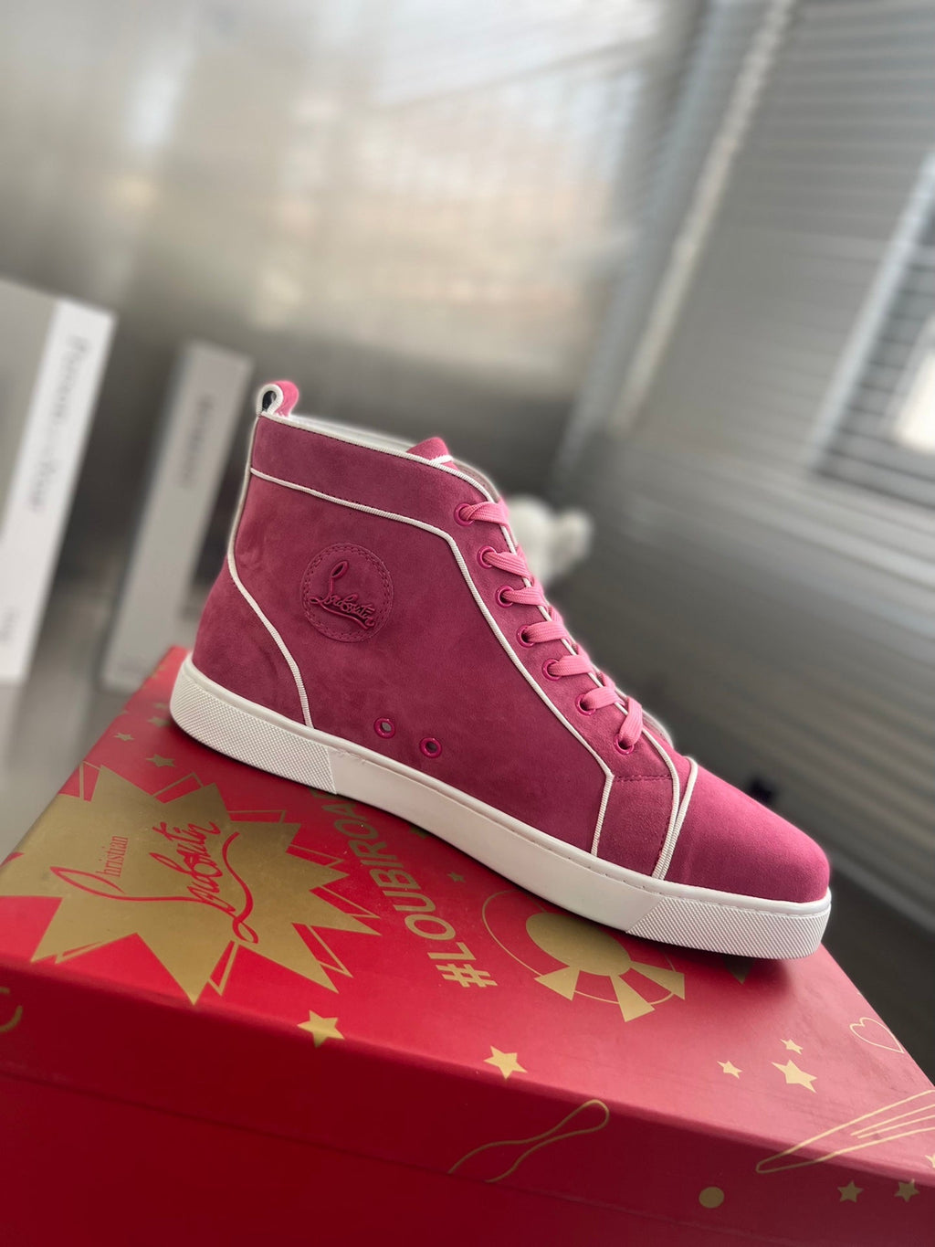 VARSILOUIS HIGH-TOP FLAT SNEAKERS IN ROSE PINK SUEDE