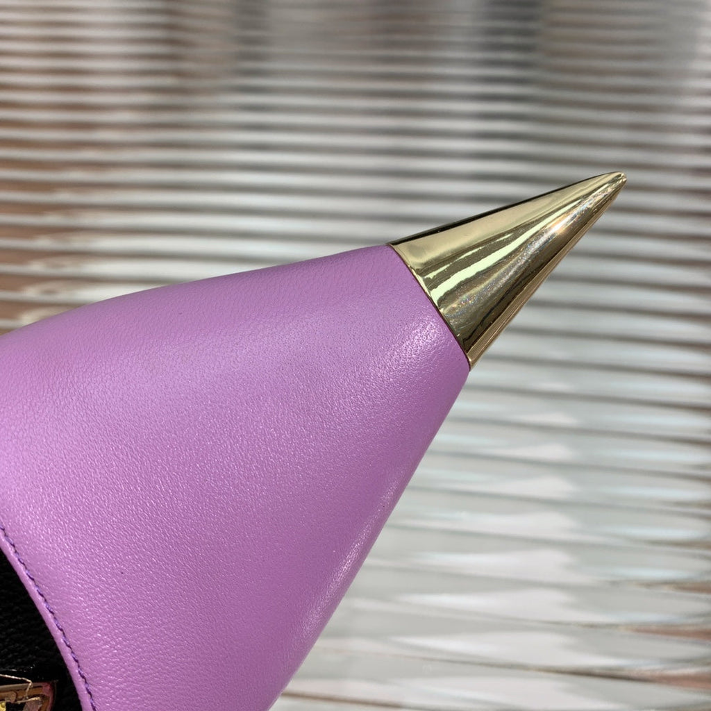 HIGH PUMP MULE 7 CM IN IRIS PURPLE CALFSKIN