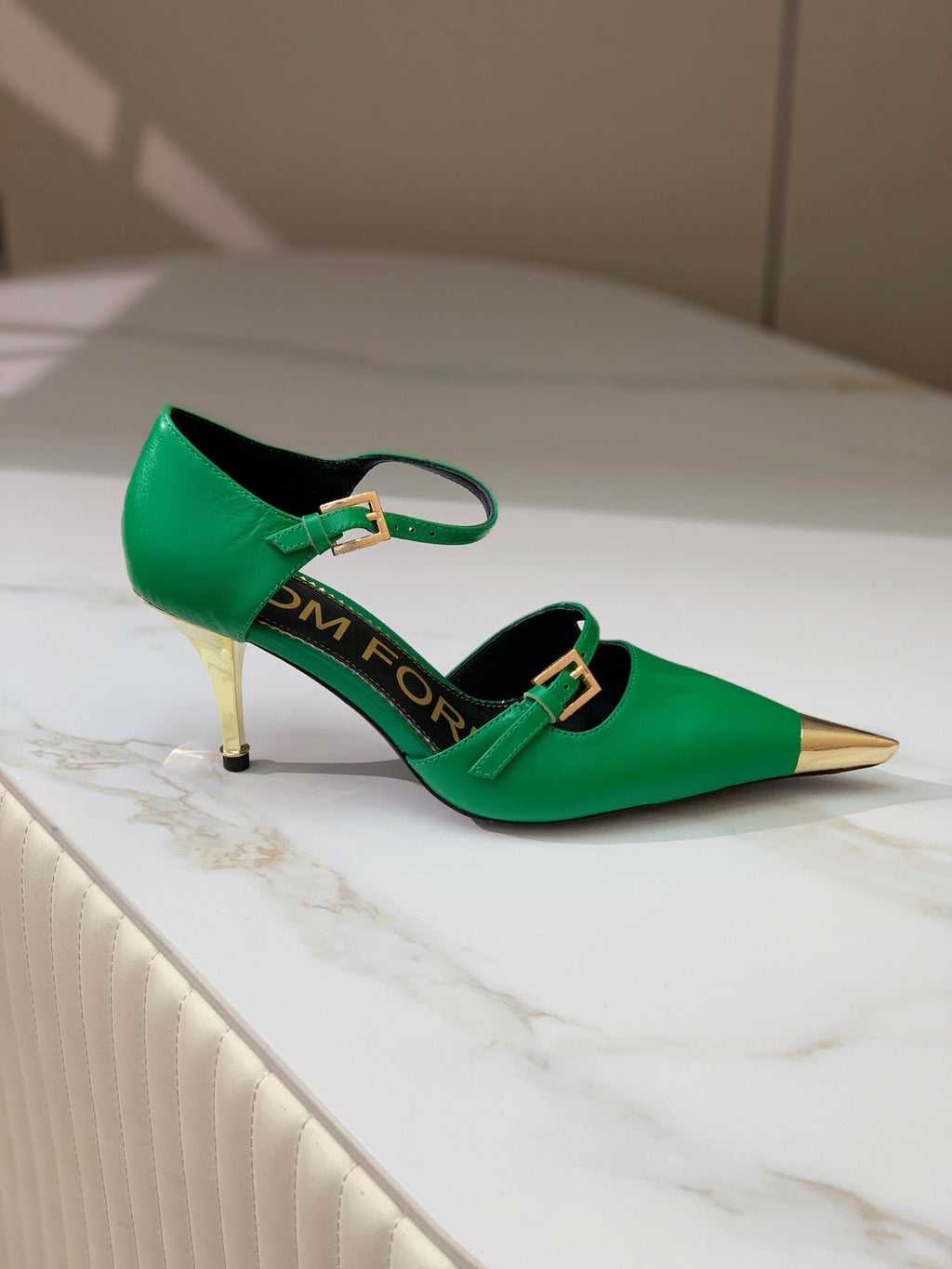 MARY JANE PUMP 7 CM IN EMERALD GREEN CALFSKIN