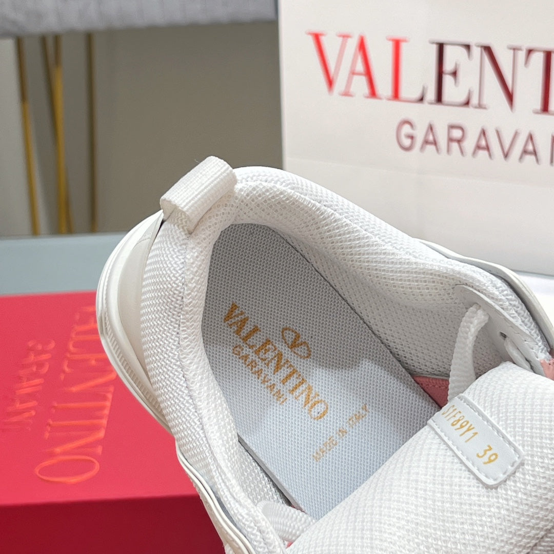 VALENTINO 25S GARAVANI OPEN SKATE SNEAKERS IN PEACH PINK LAMBSKIN STYLE 11