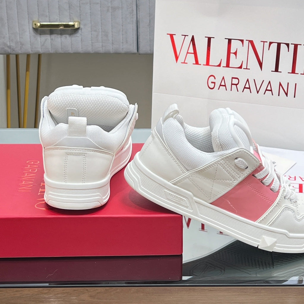 VALENTINO 25S GARAVANI OPEN SKATE SNEAKERS IN PEACH PINK LAMBSKIN STYLE 11