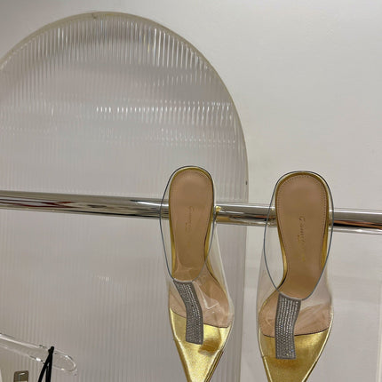 GIANVITO ROSSI 26S HEELED SANDALS 105 MM IN GOLD TPU
