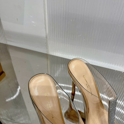 GIANVITO ROSSI 26S HEELED SANDALS 105 MM IN BEIGE TPU