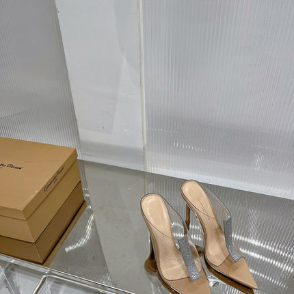 GIANVITO ROSSI 26S HEELED SANDALS 105 MM IN BEIGE TPU