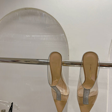 GIANVITO ROSSI 26S HEELED SANDALS 105 MM IN BEIGE TPU