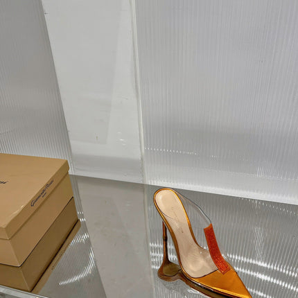 GIANVITO ROSSI 26S HEELED SANDALS 105 MM IN ORANGE METALLIC TPU