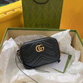 GG MINI 18 MARMONT MATELASSÉ BLACK CALFSKIN WITH GOLDEN LOGO