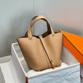 HM PICOTIN LOCK BAG 22 IN BROWN CALFSKIN
