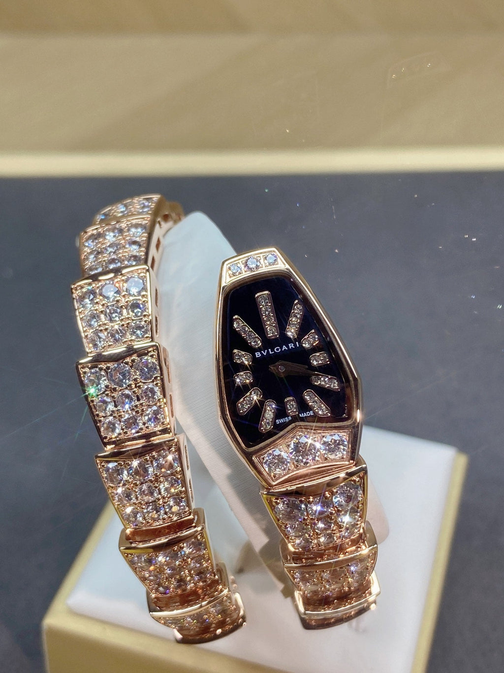 SERPENTI JEWELRY ALL ROSE GOLD WITH DIAMOND BLACK DIAL