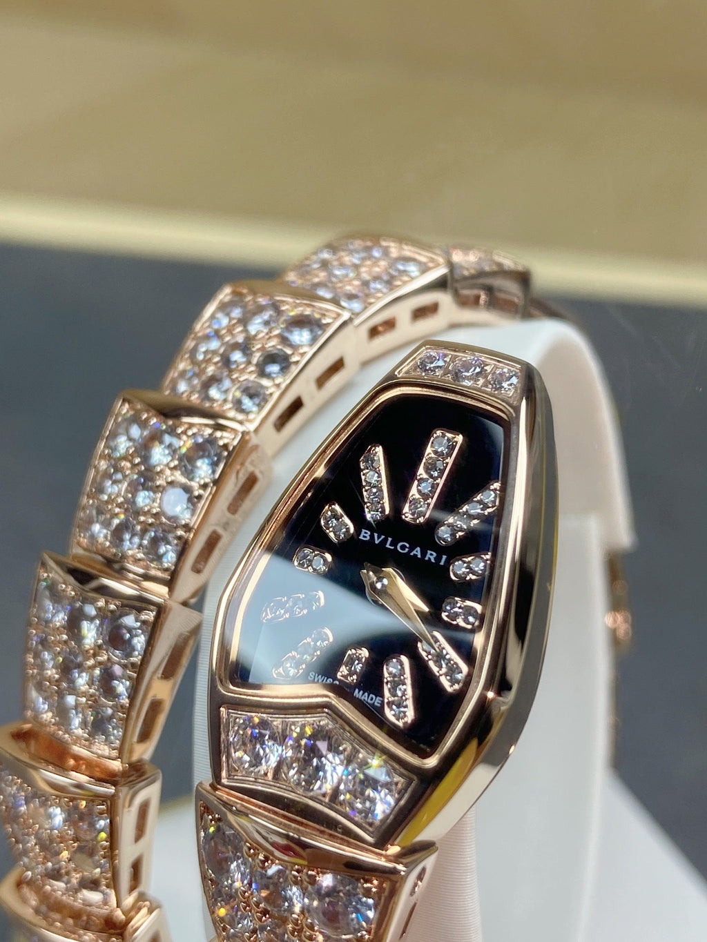 SERPENTI JEWELRY ALL ROSE GOLD WITH DIAMOND BLACK DIAL