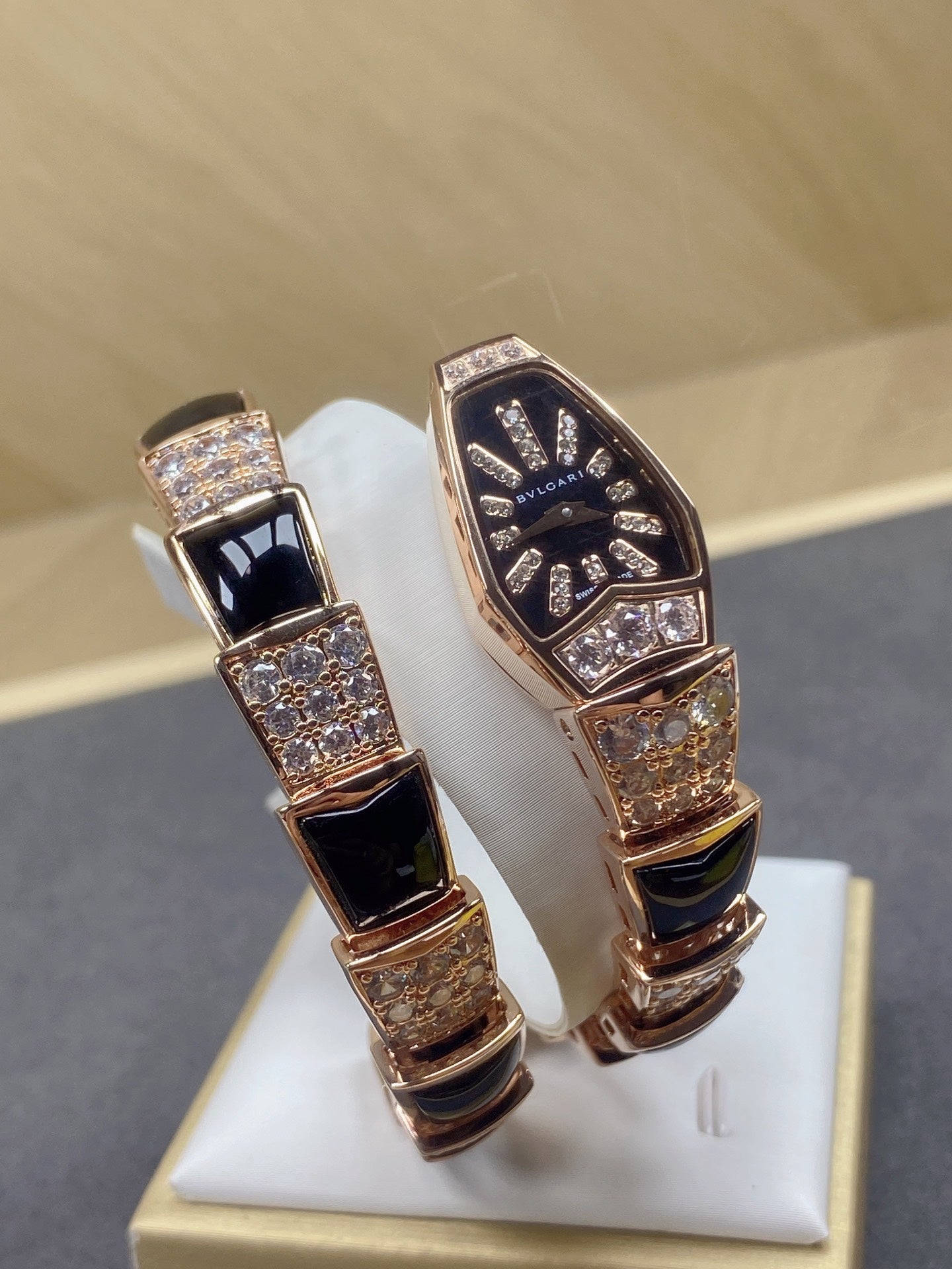 SERPENTI JEWELRY ROSE GOLD WITH DIAMOND CASE BLACK DIAL
