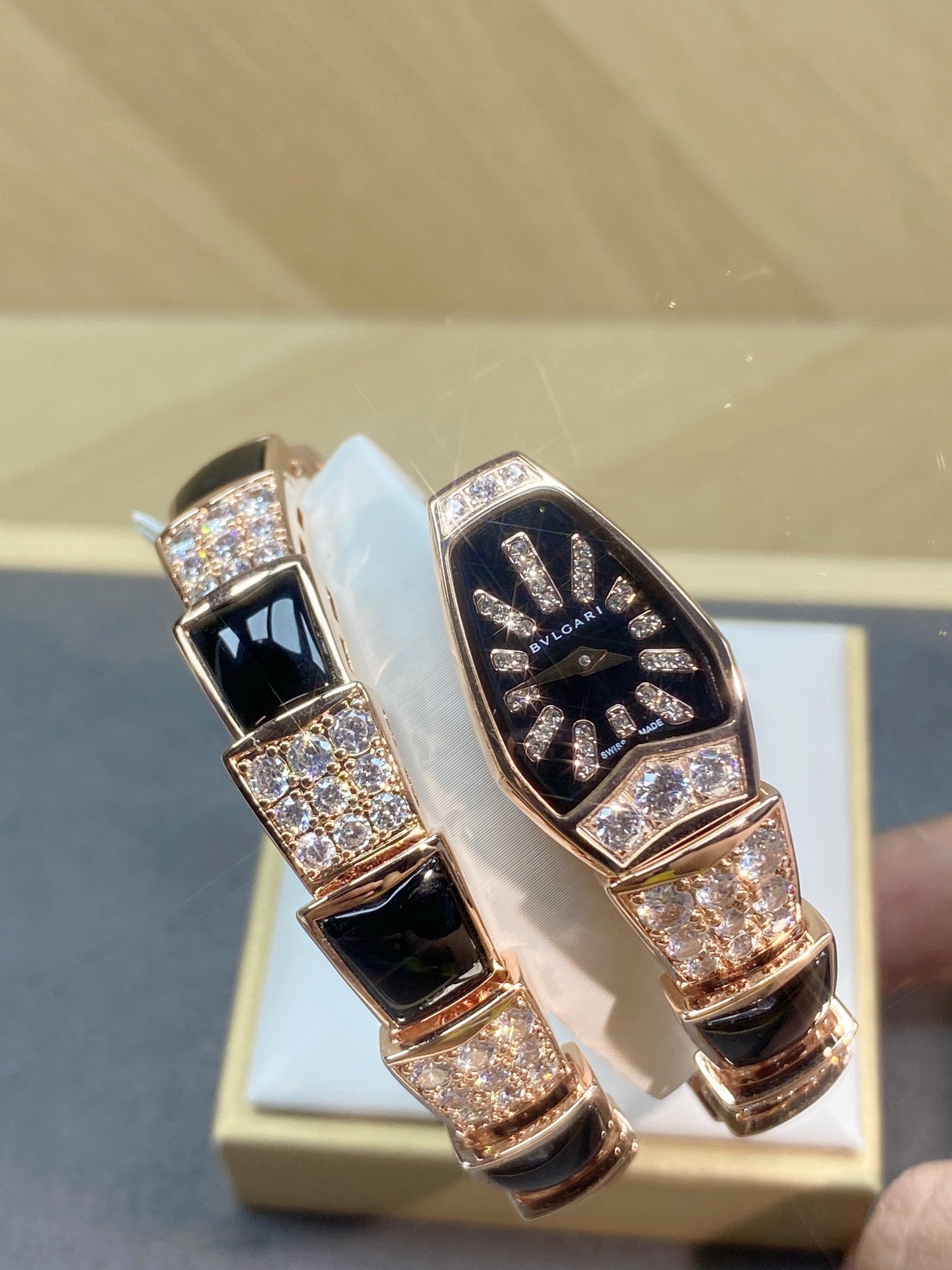 SERPENTI JEWELRY ROSE GOLD WITH DIAMOND CASE BLACK DIAL