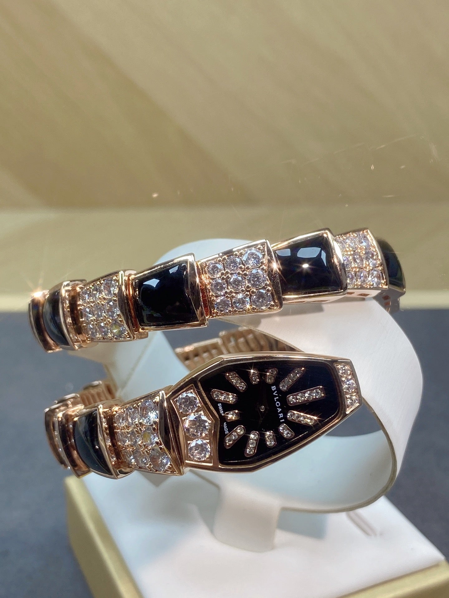 SERPENTI JEWELRY ROSE GOLD WITH DIAMOND CASE BLACK DIAL