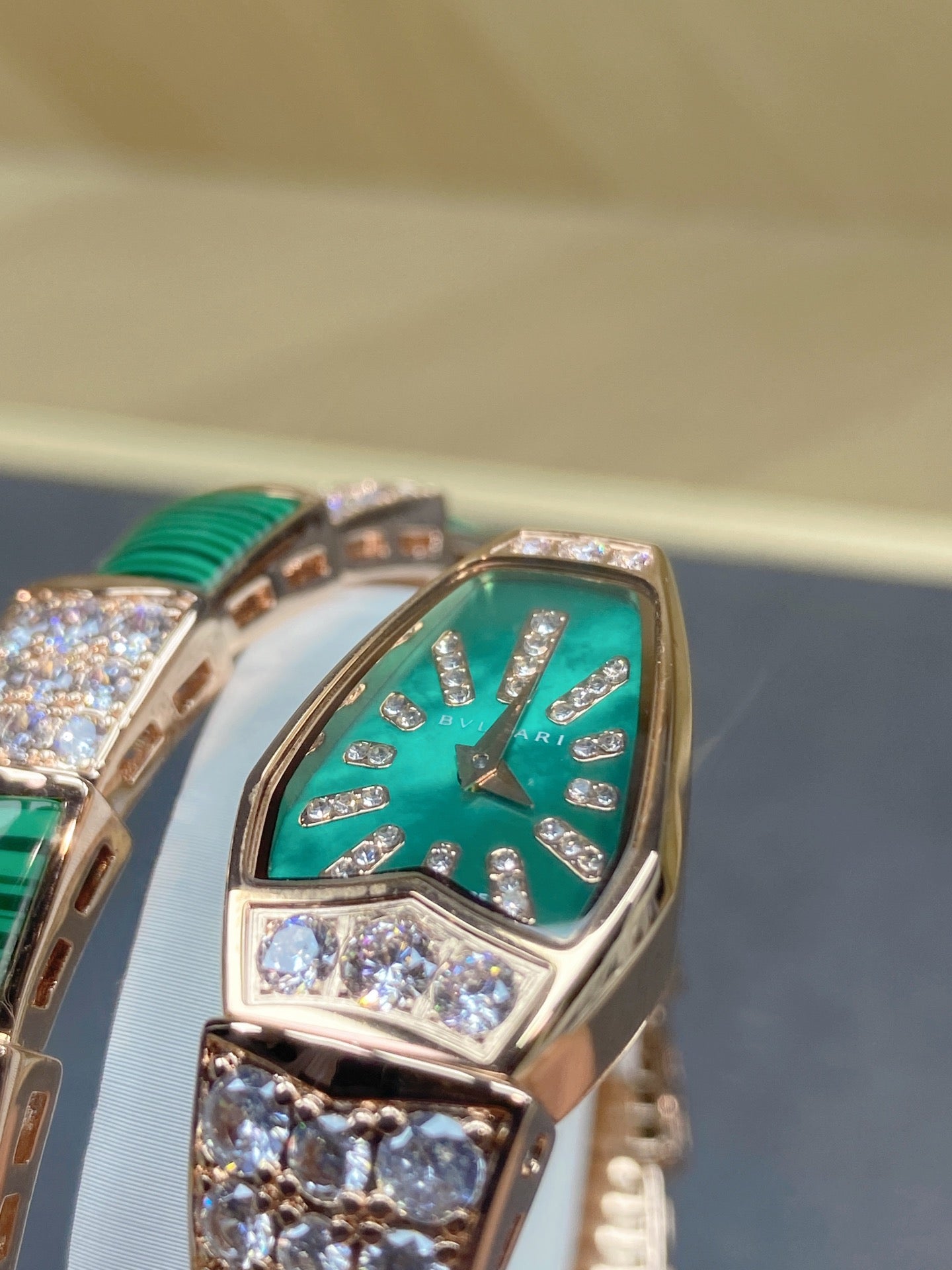 SERPENTI JEWELRY ROSE GOLD WITH DIAMOND CASE GREEN DIAL