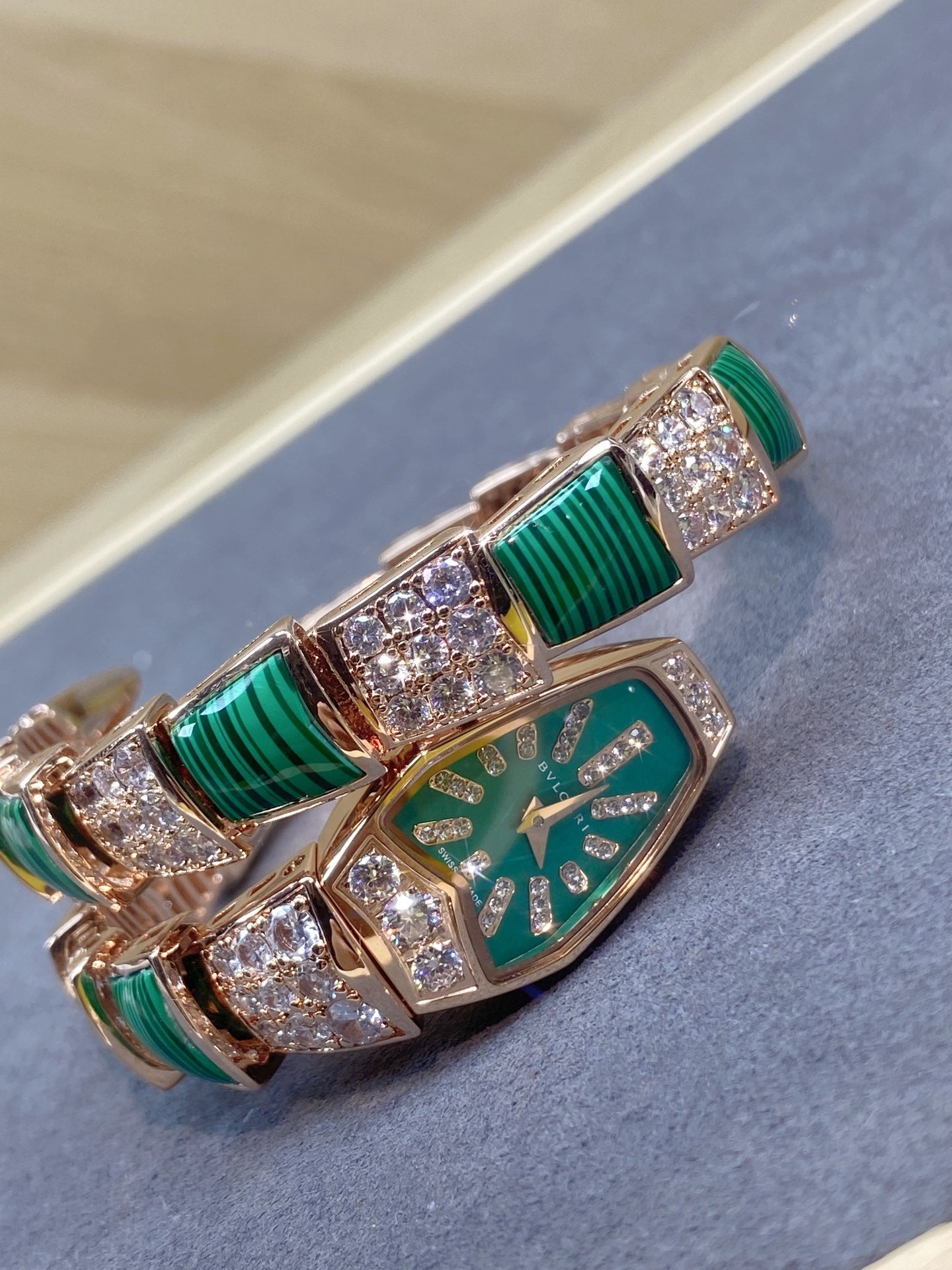 SERPENTI JEWELRY ROSE GOLD WITH DIAMOND CASE GREEN DIAL