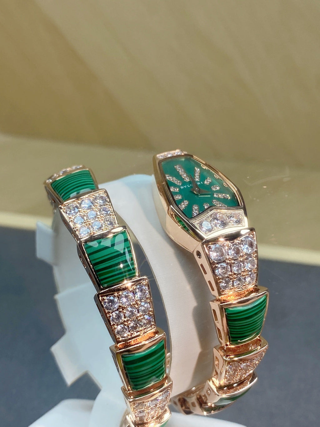 SERPENTI JEWELRY ROSE GOLD WITH DIAMOND CASE GREEN DIAL