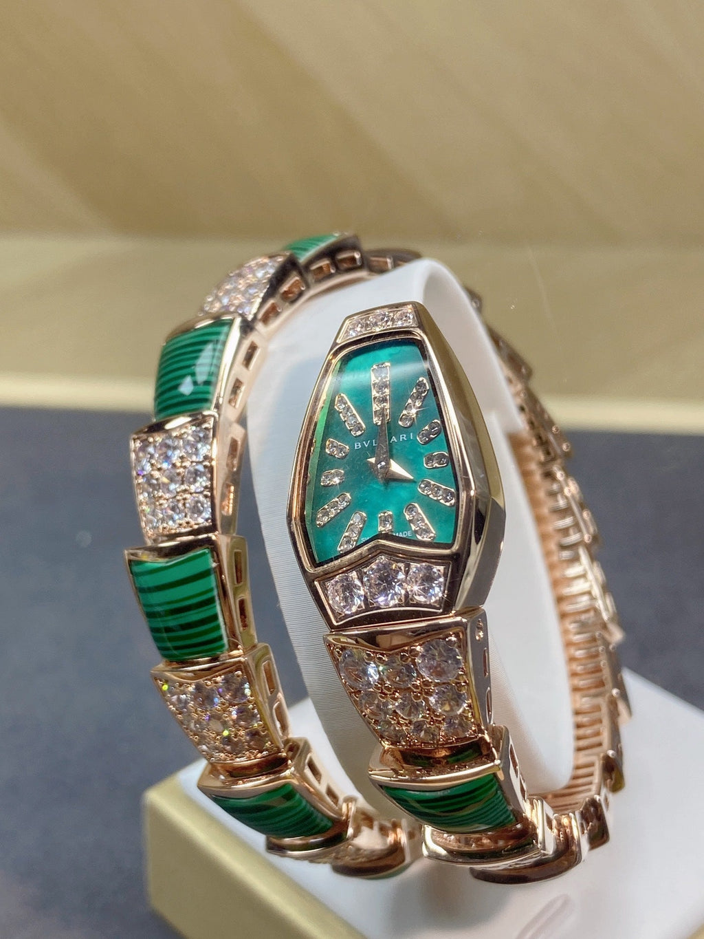 SERPENTI JEWELRY ROSE GOLD WITH DIAMOND CASE GREEN DIAL