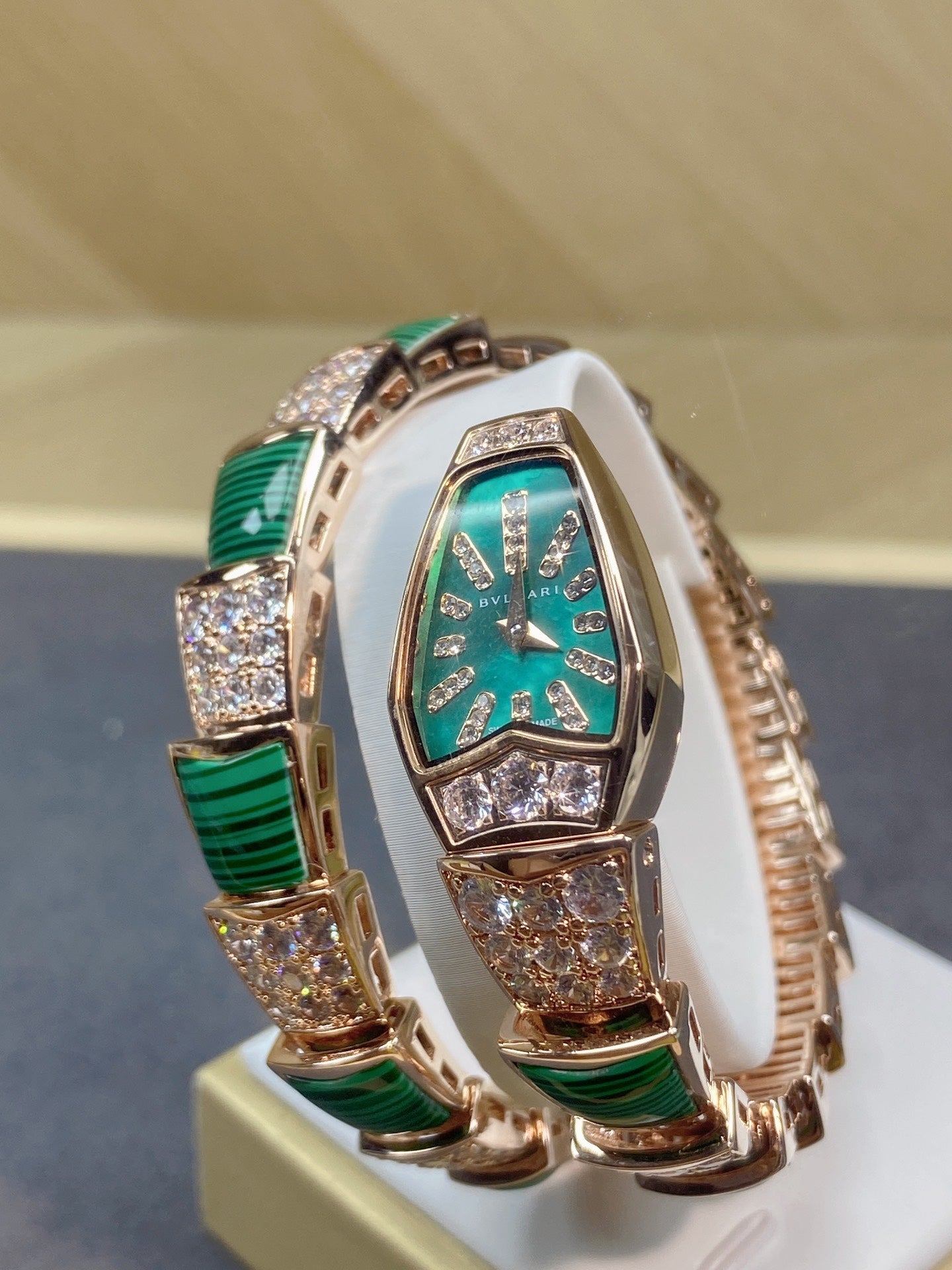 SERPENTI JEWELRY ROSE GOLD WITH DIAMOND CASE GREEN DIAL