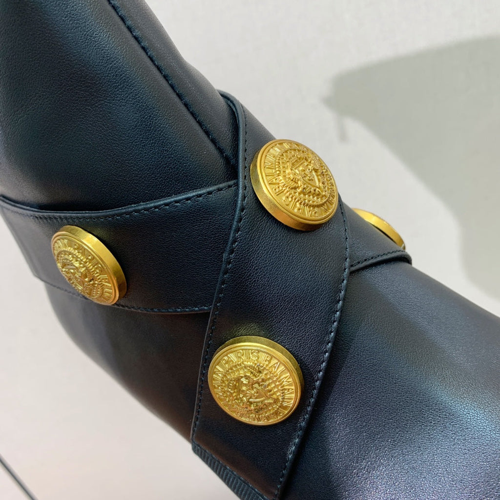 BALMAIN 26S BOOT 105 MM IN BLACK CALFSKIN WITH GOLD HARDWARE STYLE 2