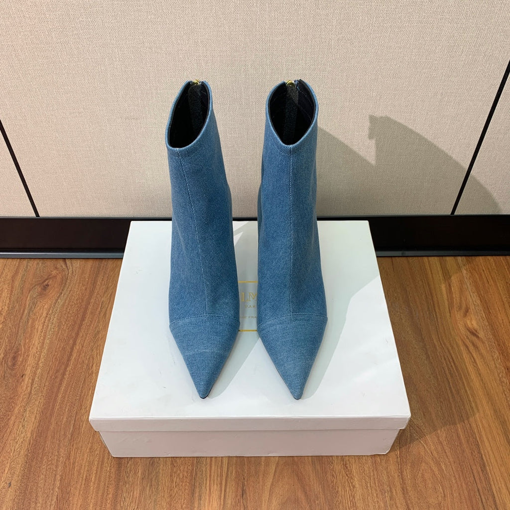 BALMAIN 26S BOOT 105 MM IN BLUE DENIM