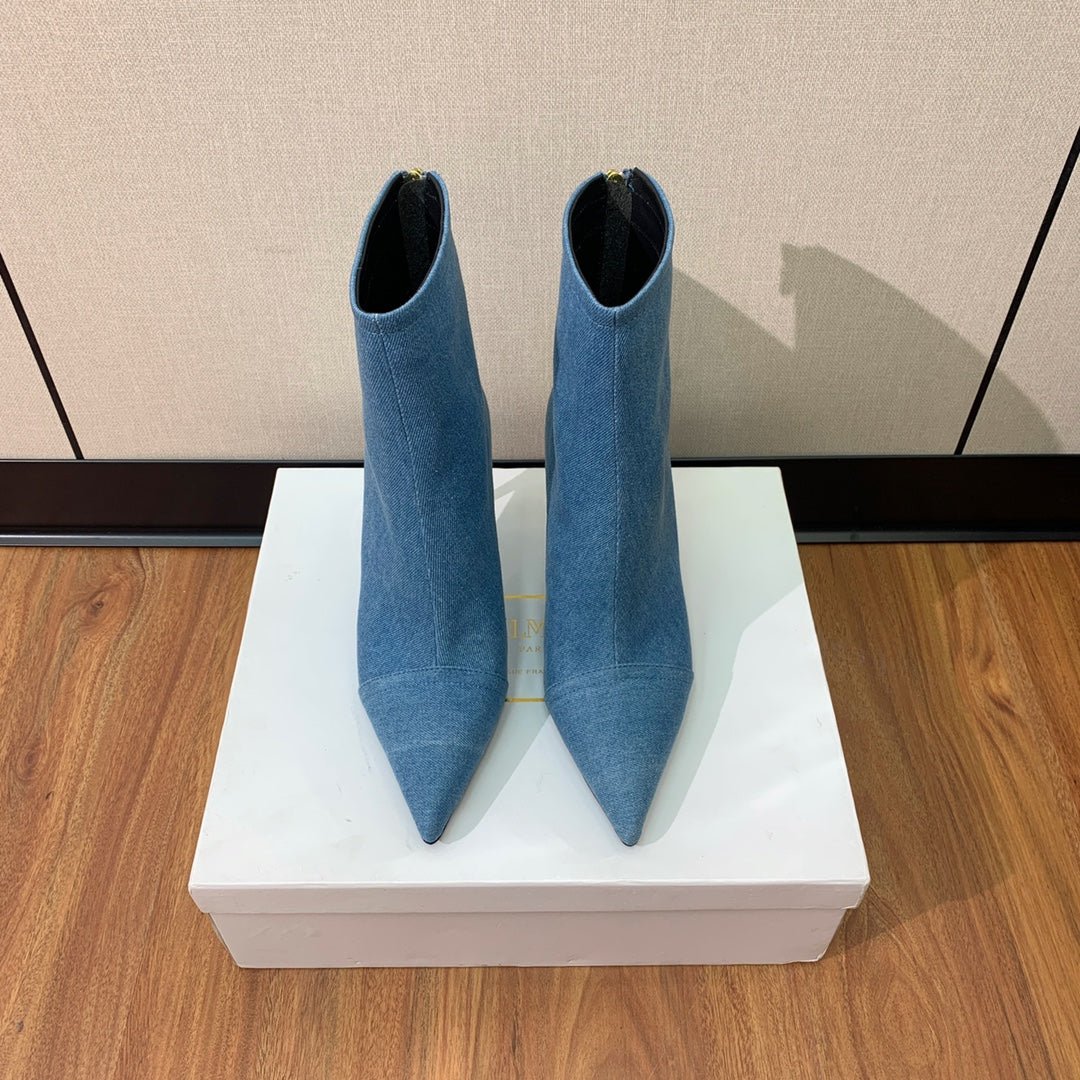 BALMAIN 26S BOOT 105 MM IN BLUE DENIM