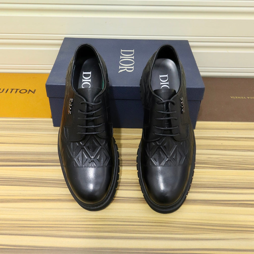 CD LACE-UP LOAFER BLACK GEOMETRIC CALFSKIN