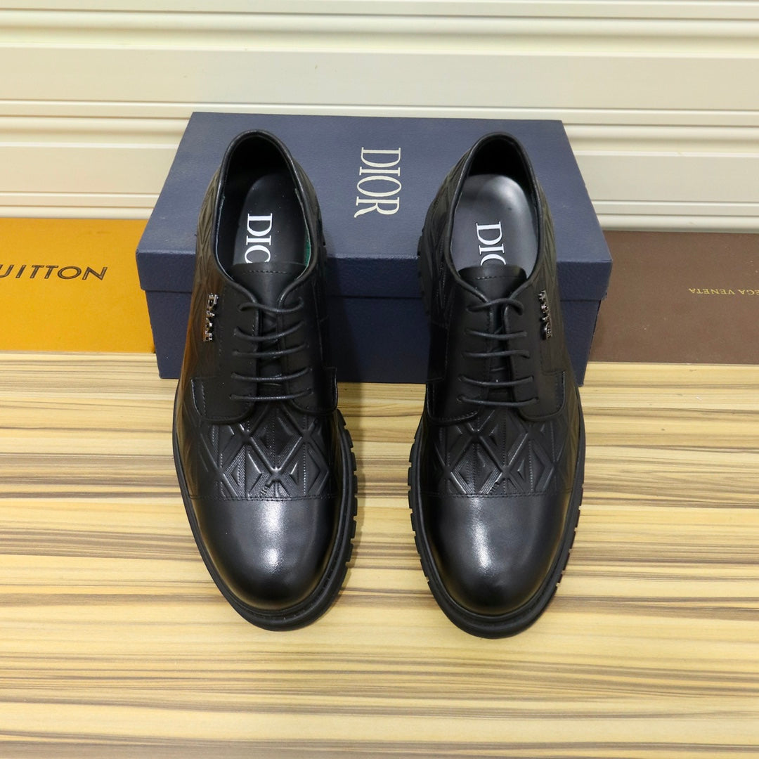 CD LACE-UP LOAFER BLACK GEOMETRIC CALFSKIN