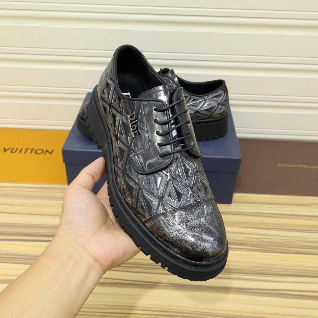 CD LACE-UP LOAFER BLACK MIX SILVER GEOMETRIC CALFSKIN