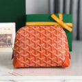 VENDÔME COSMETIC POUCH 17 IN ORANGE GOYARDINE CANVAS AND CALFSKIN TRIM