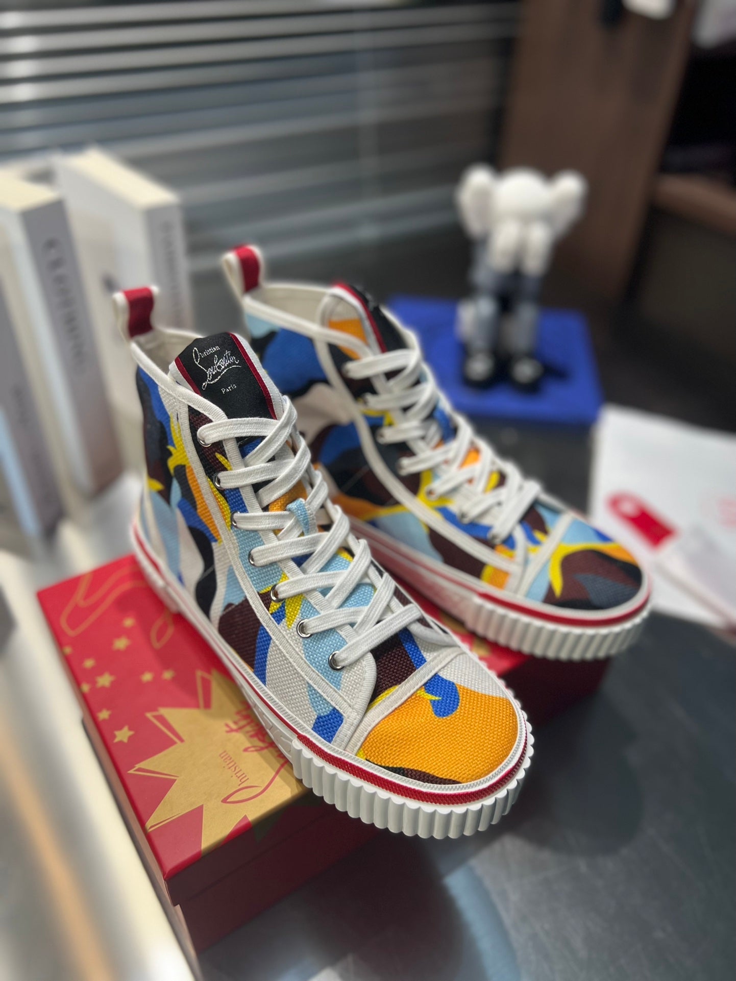 LUBOTING PEDRO HIGH-TOP SNEAKERS IN COLORFUL FABRIC
