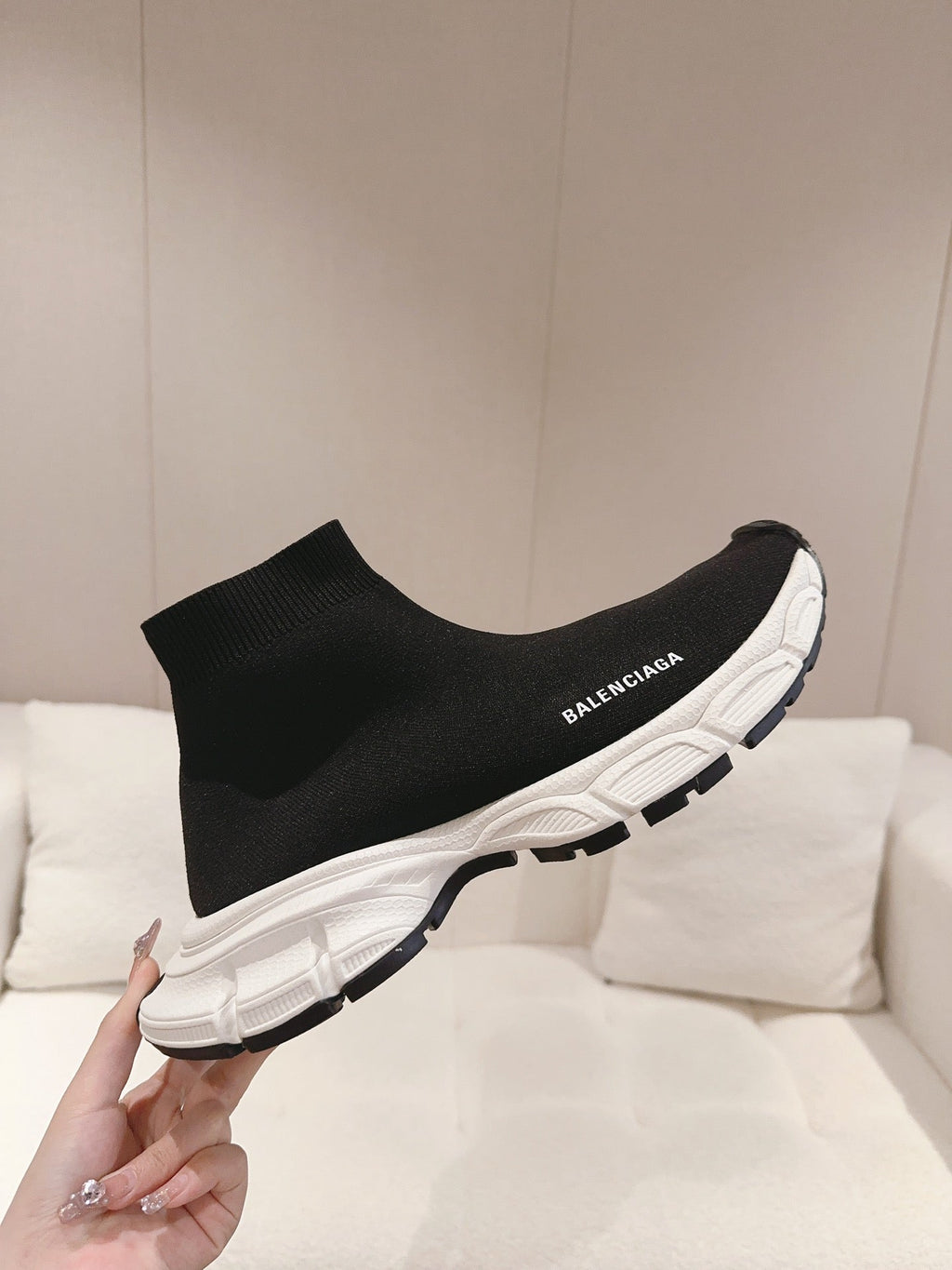 BALENCIAGA 25S SPEED TRAINER SNEAKERS 55 MM IN BLACK KNIT STYLE 5