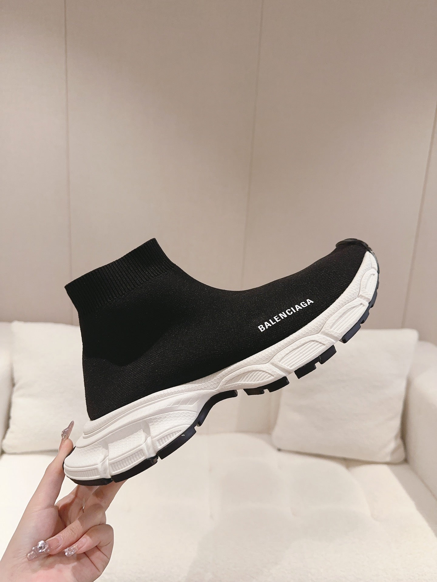BALENCIAGA 25S SPEED TRAINER SNEAKERS 55 MM IN BLACK KNIT STYLE 5