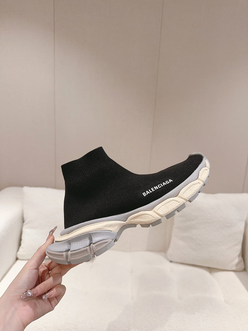 BALENCIAGA 25S SPEED TRAINER SNEAKERS 55 MM IN BLACK KNIT STYLE 4